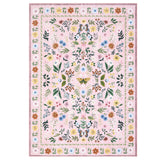 Garvee Washable Area Rug – Soft Low Pile, Non-Slip, mark Resistant – Vintage Boho Floral Carpet for Living Room, Bedroom, Dining Room, Farmhouse, Office Decor – 9x12ft, Pink (United States)