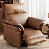 Garvee Power Swivel Glider Recliner with USB Port, 270° Swivel & Double-Layer Armrests, Rocking, PU Leather Power Recliner Chair for Living Room, Nursery, Brown - Brown