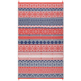 Garvee Reversible Waterproof Outdoor Rug – Large Plastic Straw Patio Carpet, Fade Resistant, Collapsible, Easy Clean – 10x14ft, Tricolor (Bright Red/Navy Blue/White) – United States