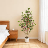 Garvee 4FT Artificial Myrtle Trees with Pink Flowers, Set of 2 – Faux Potted Greenery, Realistic Silk & Plastic – Indoor/Outdoor Home, Office, Patio, Party Decor – UV & Fade Resistant, Low Maintenance – Pink - Pink
