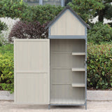 Garvee Weatherproof Vertical Garden Storage Outdoor Storage - Sturdy Metal Frame, Large Capacity Outdoor Tool Organizer, Wooden Backyard Cabinet for Patio & Lawn - Gray, 30x20x68