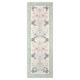 Garvee Washable Green Botanical Runner Rug – Low Pile Vintage Carpet with Symmetrical Floral and Butterfly Motif, Non-Slip, Mark Resistant, Enchanted Garden Accent for Hallway, Bedroom, Laundry, Bathroom, Size: 2x6ft (61x183cm), USA - Green
