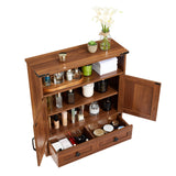 Garvee Brown Wall Mounted Bathroom Cabinet with Double Barn Doors – 25" Wide Medicine Cabinet with Drawers & Adjustable Shelves – Hanging Storage Organizer for Bathroom, Kitchen, Laundry, Entryway – Brown - Brown