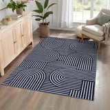 Garvee Modern Abstract Area Rug - 5x7ft Soft Low Pile, Washable, Non-Slip Blue Geometric Carpet - Collapsible, Mark Resistant Boho Floor Mat for Living Room, Bedroom, Dining Room - Blue, United States, 5*7ft(152*213cm)