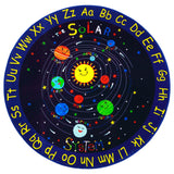 Garvee Ultra Soft Non-Slip Round Alphabet Galaxy Kids Rug – Educational Planets Play Mat for Nursery, Bedroom, Study Room – Machine Washable, Deep Letter Starry Sky, 4x4ft (122x122cm), USA Spec - Deep Letter Starry Sky