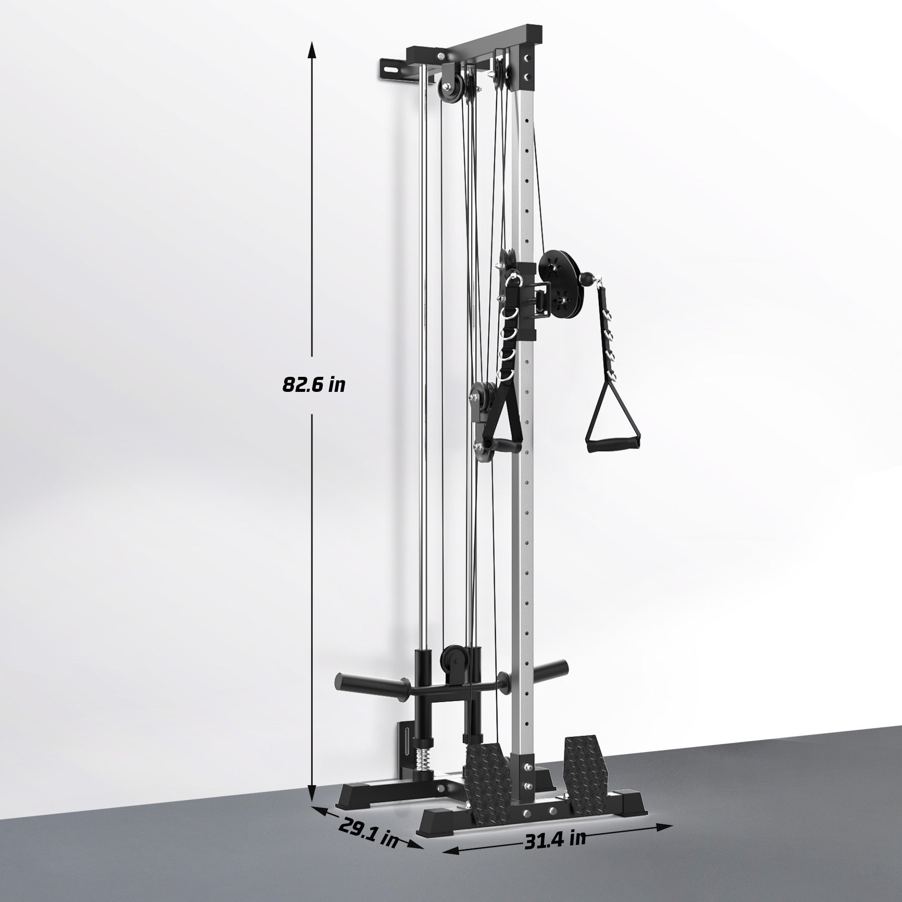 Dimensions de l'appareil à câbles Garvee pour une installation compacte de gym à domicile