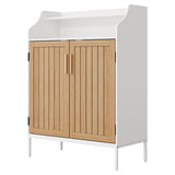 Garvee Modern Shoe Storage Cabinet – 5-Tier Wooden Organizer with Doors, Adjustable Shelves, Freestanding Hallway Shoe Rack, Large Capacity for Entryway – White and Brown, Color: White-Brown Mix