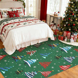 Garvee Christmas Tree Motif Area Rug - Washable Low Pile Non-Slip Soft Carpet for Living Room, Bedroom, Dining Room - Holiday Home Decor - Green, 9x12ft (274x366cm) - Green