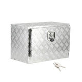 Garvee Heavy Duty Aluminum Underbody Truck Tool Box – 24 Inch, Lockable Diamond Plate, Waterproof, Side Opening, T-Handle with Keys, Natural Aluminum, 610×355×406mm, Includes Chain & Lock - Silver