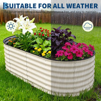 Garvee Lot de 2 jardinières surélevées de 1,8 x 0,9 x 0,6 m en acier galvanisé, couleur beige, durables, résistantes à la rouille, montage facile