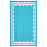 Garvee Waterproof Reversible Outdoor Rug – Modern Scalloped Plastic Straw Mat – UV Resistant, Collapsible, Easy Clean – Patio, Camping, RV, Beach – Light Blue/White, 9x12ft (274x366cm), USA - Light Blue & White