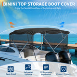 Garvee Waterproof UV Resistant 4 Bow Bimini Top Replacement Canvas for Boats - 600D Marine Grade Sun Shade, Detachable Mesh Side Curtains, Storage Boot, No Frame, Black, Fits 8'L x 91-96"W x 54"H - Size: 4BOW8'×91-96"×54", Color: Black, Specs: Mesh Side - Black