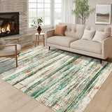 Garvee Ultra Soft Modern Abstract Striped Area Rug – Washable, Low Pile, Non-Slip Carpet, mark Resistant, Easy Care – Living Room, Bedroom, Dining Room, Office – Green Tone – USA, 9x12ft (274x366cm)