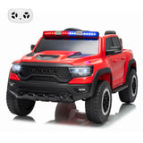 Garvee 12V Licensed RAM Ride On Pickup Truck for Kids – Parental Remote Control, Spring Suspension, Gentle Start, LED Lights, Music, XXL Truck Bed Storage – Ride On Car Toy – Red