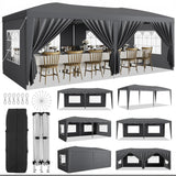 Garvee Heavy Duty 10x20 FT Folding Gazebo Canopy Tent – 6 Removable Sidewalls, Waterproof, 3 Adjustable Heights, Easy Setup, Commercial Grade for Parties, Weddings, Camping, Backyard – Includes Stakes & Ropes – Dark Gray (10x20 Cross Pipe) 2025 Upgraded - Dark Gray (10*20 Cross Pipe) 2025 Upgraded Version, Us Market Exclusive.