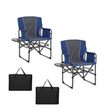 Garvee Oversized Heavy Duty Directors Camping Chairs Set of 2 – Folding Outdoor Lawn Chairs with Side Table, Cup Holder, Storage Pocket – 330 lbs Capacity, Portable for Adults, Beach, Picnic – Navy Blue Edge & Gray Seat Back