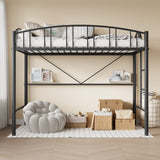 Garvee Modern Space-Saving Twin Metal Loft Bed Frame – Heavy Duty, Arched Guardrail, Safety Ladder, No Box Seasonal Needed – Ideal for Bedrooms – Black, Twin Size