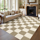 Garvee Modern Geometric Checkered Area Rug - Low Pile, Non-Slip, Machine Washable, Collapsible & Soft Carpet - Large Size for Living Room, Bedroom, Dining Room, Nursery, Office - Beige, 10x13ft (305x396cm), USA Spec - Beige