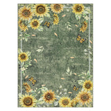 Garvee Green Daisy Washable Area Rug - Soft Non-Slip Low Pile Carpet, Modern Farmhouse Floral Decor, Mark Resistant, Collapsible, Thin Large Rug for Living Room, Bedroom, Office & Dining Room - Size: 9x12ft (274x366cm), Color: Green, Specs: Brown