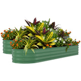Garvee 2 Pcs Raised Garden Beds Outdoor 8x2x1.5 ft Galvanized Steel Planter Box Green Durable Rust-Resistant Easy Assembly - Green(Rubber Edge)