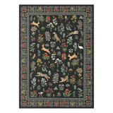 Garvee Washable Black Animal & Botanical Area Rug - Low Pile Non-Slip Carpet - Modern Jungle Floral Home Decor, Non-Shedding - Soft for Living Room, Bedroom, Nursery, Dining - 6x9ft (183x274cm), USA - Black