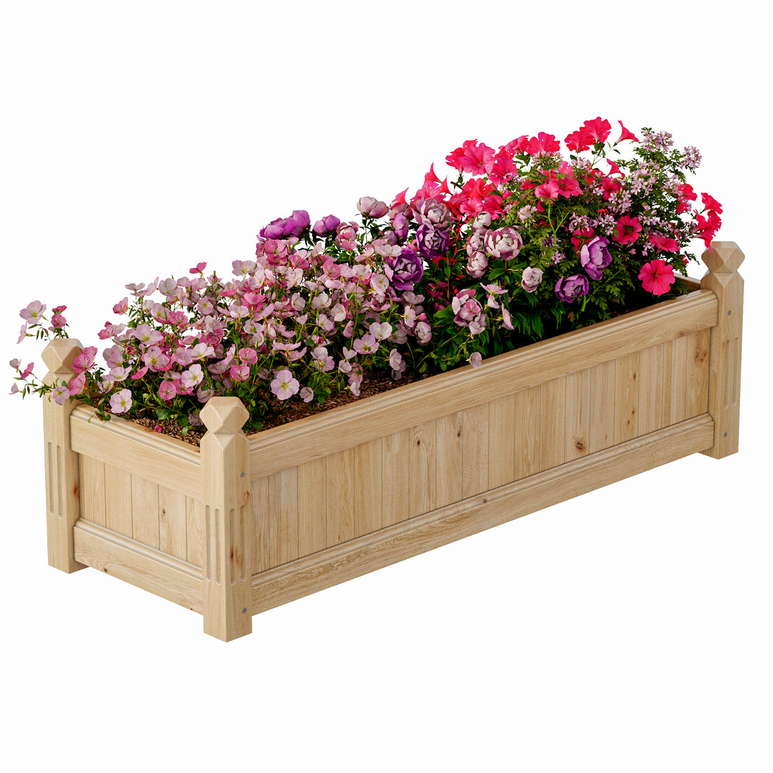 Garvee Carré potager surélevé en bois pour légumes, herbes, fleurs, 43x15x13, bois de sapin naturel