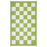 Garvee Waterproof Reversible Outdoor Rug – Modern Checkered Geometric Plastic Straw Mat – UV Resistant, Portable, Collapsible Carpet for Patio, Deck, Camping, Picnic – Light Grass Green/White, 8x10ft (240x305cm) - Light Grass Green/White