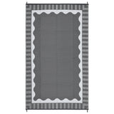Garvee Reversible Waterproof Outdoor Rug - Modern Scalloped Edge - UV & Weather Resistant, Easy Clean Plastic Straw Patio Carpet for Deck, Beach, Camping - Grey-White, 9x12ft, USA - Gray-White