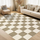 Garvee Modern Geometric Checkered Area Rug - Low Pile, Non-Slip, Machine Washable, Collapsible & Soft Carpet - Ideal for Living Room, Bedroom, Dining Room, Farmhouse & Entryway - Beige, 9x12ft (274x366cm), USA Spec - Beige
