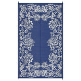 Garvee Waterproof Reversible Outdoor Rug 9x12ft – Large UV-Resistant Plastic Straw Patio Carpet – Easy Clean, Non-Slip, Floral Design – Perfect for Deck, RV, Camping, Backyard, Porch, Balcony – Navy Blue/White, 9*12ft(270*366cm), USA