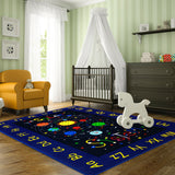 Garvee Ultra Soft Non-Slip Alphabet Galaxy Kids Area Rug – Educational Carpet for Playroom, Bedroom, Study Room – Machine Washable, Deep Letter Starry Sky, 5x7ft (152x213cm), USA Spec - Deep Letter Starry Sky