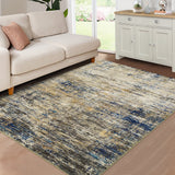 Garvee Modern Abstract Area Rug – Washable, Ultra-Soft Low Pile, Non-Slip, Mark Resistant, Collapsible Carpet for Living Room, Bedroom, Dining Room, or Office – Blue Camel, 5x7ft (152x213cm), USA - Brown