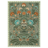 Garvee Washable Area Rug - Vintage Floral Boho Carpet, Non-Slip Low Pile, Non-Shedding, Soft Botanical Accent for Living Room, Bedroom, Nursery, Dining Room, Collapsible, Sage Green, 8x10ft (244x305cm), USA - Flower-Green