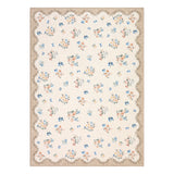 Garvee Vintage Floral Area Rug - Soft Washable Low Pile Non-Slip Carpet with Scalloped Lace Edge - Easy Clean, Perfect for Living Room, Bedroom, Nursery - Beige, 10x13ft (305x396cm) - Beige