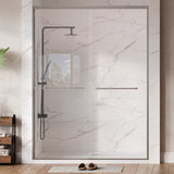 Garvee Modern Frameless Shower Door – 60"W x 76"H Matte Silver Glass Panel – Durable Easy-Clean Bathroom Screen – Size: 153cm x 193cm – Color: Matte Silver - Matte Black