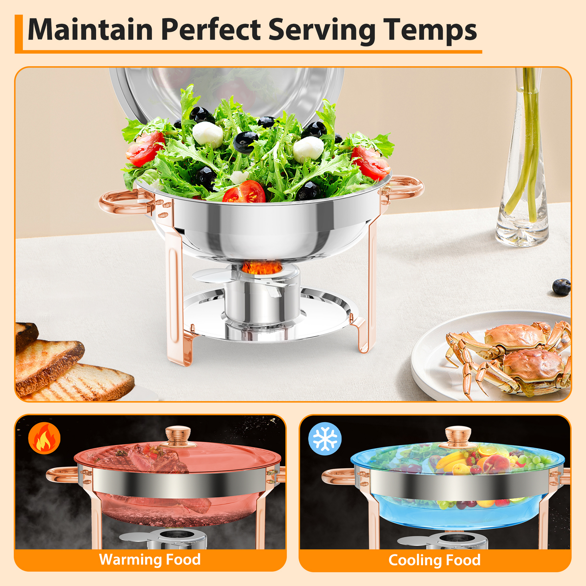 Maintain perfect serving temperatures for hot or cold food