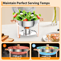Garvee 5QT Round Chafing Dish Buffet Set (4 Pack) - Stainless Steel Food Warmers with Lid Holder, Spoon, and Tweezers, Rose Gold Finish, Ideal for Parties, Weddings, Events, and Banquets