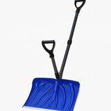 Garvee Ergonomic Snow Shovel for Driveways and Patios – 18-Inch Heavy Duty Aluminum Blade, Dual D-Ring Handles, Lightweight Snow Removal Tool, Durable Construction – Blue Shovel with Black Pole - Blue Shovel + Black Pole