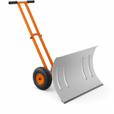 Garvee 29"W X 19.68"H Snow Pusher Shovel with Wheels,Heavy Duty Steel Snow Shovel with Wheels,Angled Blade Efficient Snow Removal With5-Position Angled Blade & Adjustable Handle for Doorway, Sidewalk,Sliver - Silver