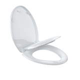 Garvee Elongated Toilet Seat Soft Slow Close Magnets Down Lock Quick Release Full Flat Potty Training Toilet Seat with Child Toddler Seat White - With Toddler Seat