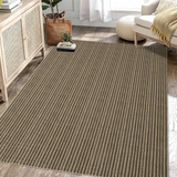 Garvee Living Room Rugs 8x10 ft Boho Striped Print Washable Area Rug Brown Soft Non-Slip Modern Indoor Carpet - Brown