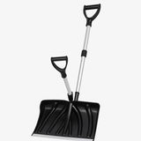 Garvee Ergonomic Dual D-Ring Snow Shovel – 18" Wide Blade with Aluminum Edge – Lightweight Snow Removal Tool for Driveway, Walkway, Car, Yard – Black Shovel with Silver Rod - Black